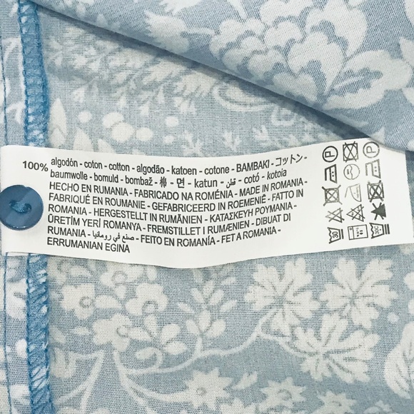 ZARA (NWT) Cotton Floral Ruffle Mini Dress in Blue/White Size M - Picture 7 of 8